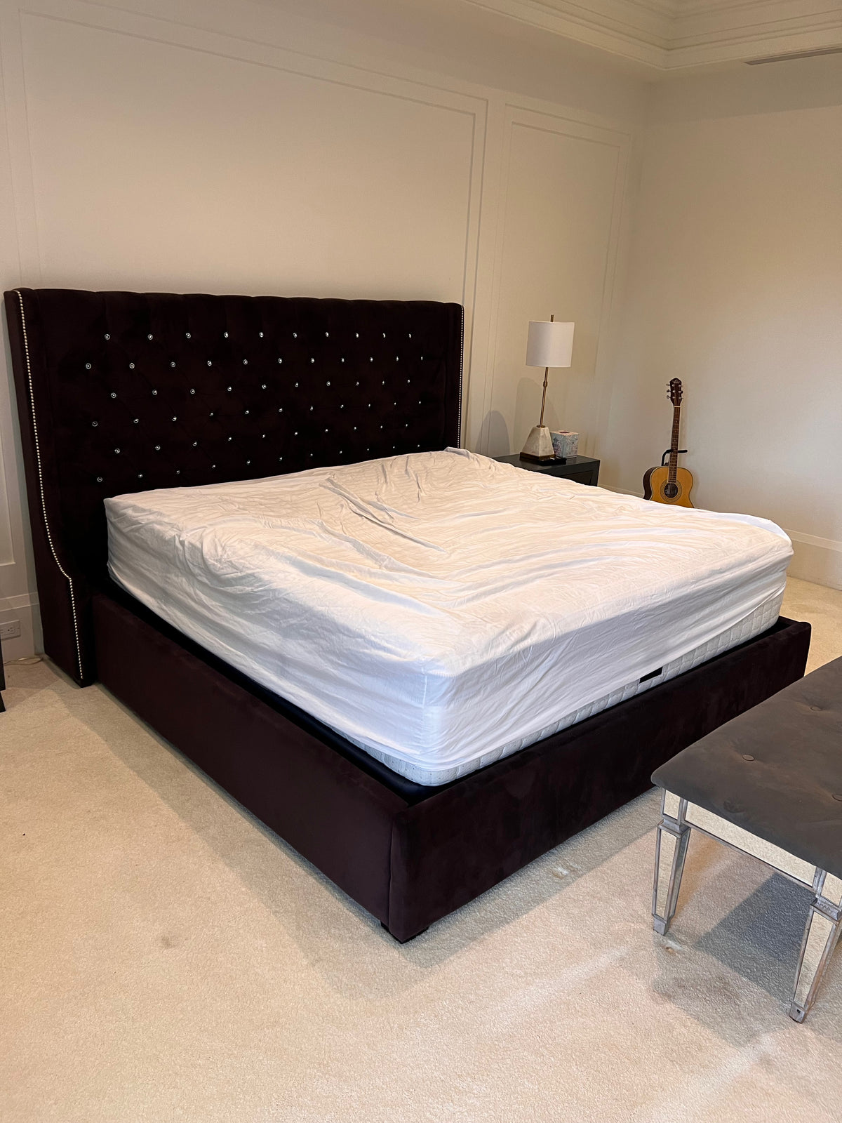 King Deep Purple Tufted Bed Frame