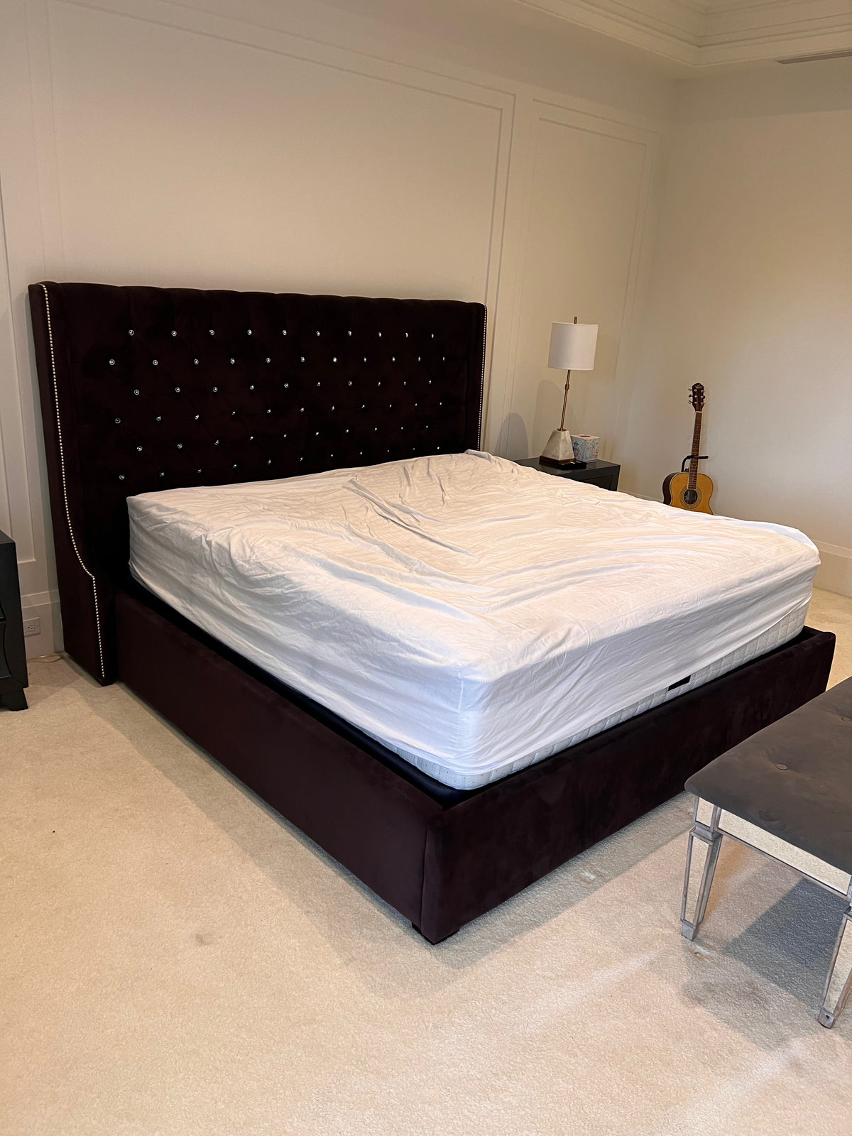 King Deep Purple Tufted Bed Frame