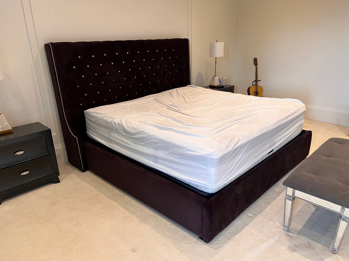 King Deep Purple Tufted Bed Frame