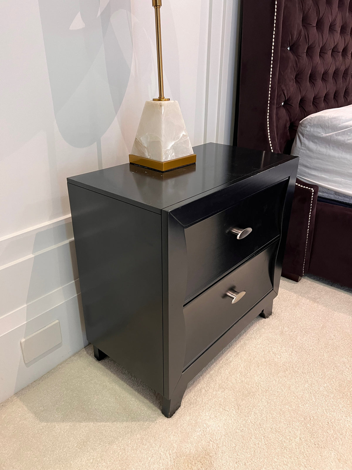 Pair of Black 2 Drawer Nightstands