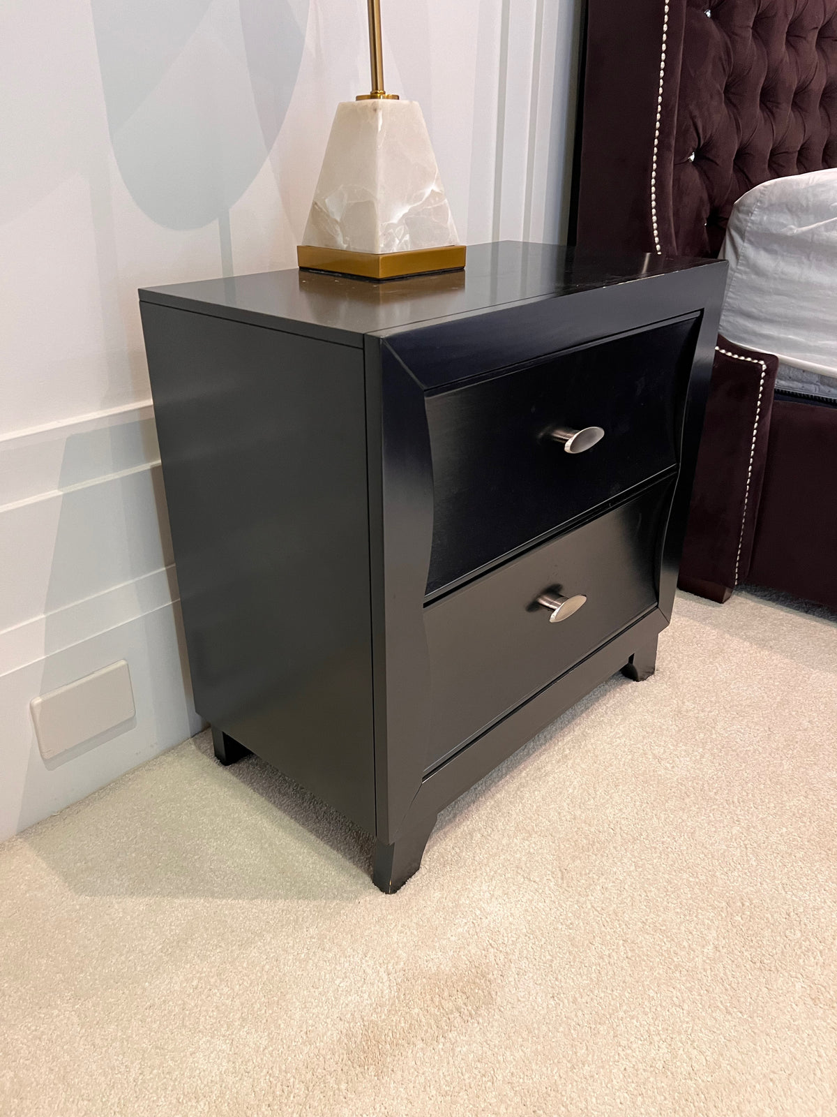Pair of Black 2 Drawer Nightstands