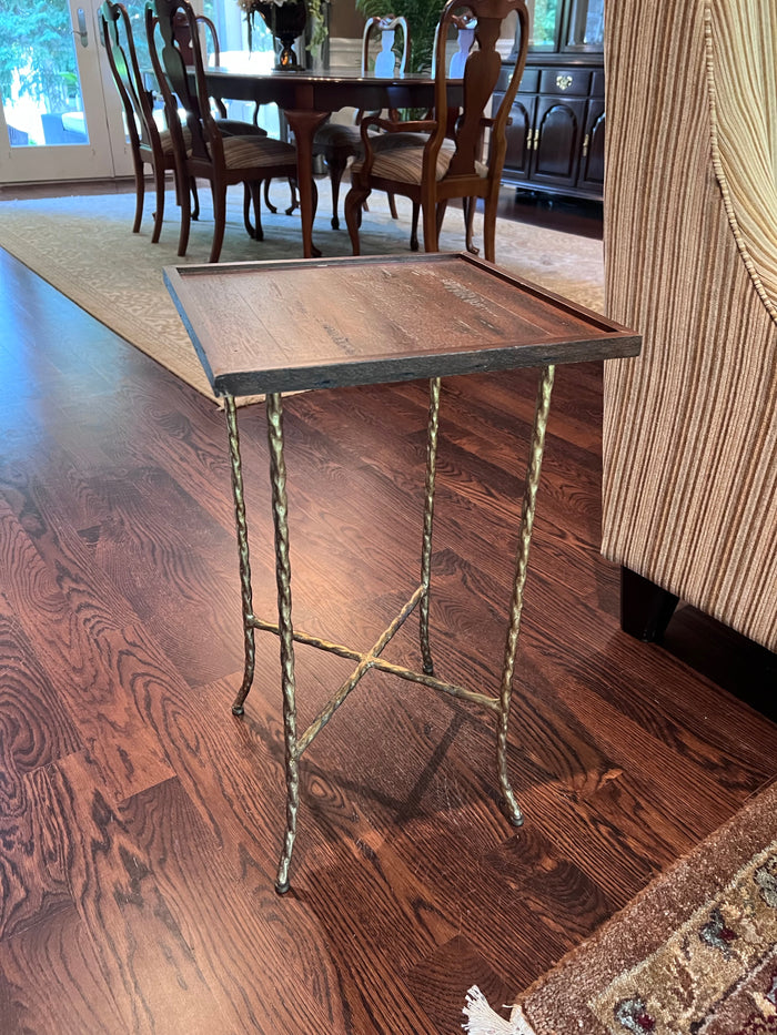 Gilt Twist Square Table with Wood Top by Currey & Co. (*retail $510)