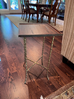 Gilt Twist Square Table with Wood Top by Currey & Co. (*retail $510)
