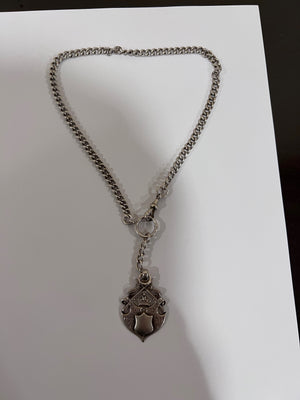 Sterling Silver Chain with Coat of Arms Pendant- 42g