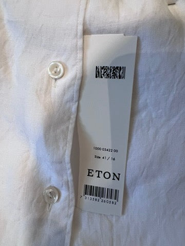 BRAND NEW Men's Eton White Linen Shirt (size 41, 16)
