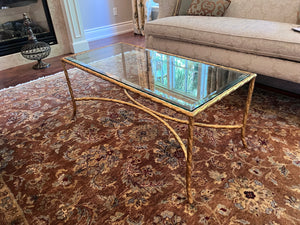 Gold Twist Metal and Glass Coffee Table