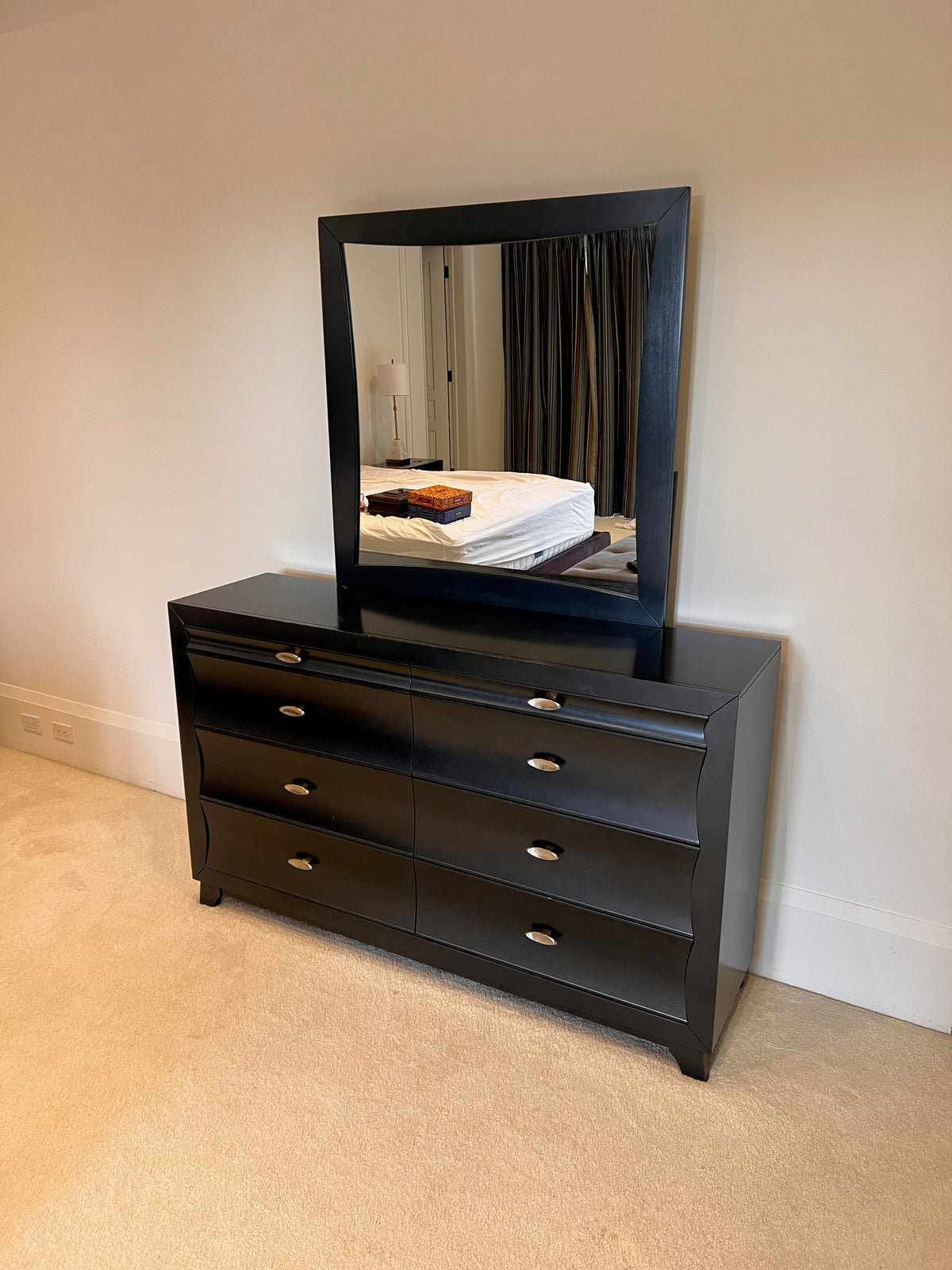 Black 8 Drawer Dresser with Mirror
