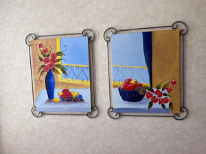 Pair of Fruit & Floral Paintings by C. Viens