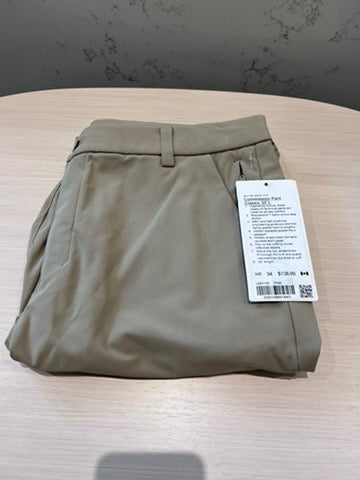 BRAND NEW Men's Lululemon Commission Pant Slim, 34" waist 32"L, Tofino Sand (*retail $138)