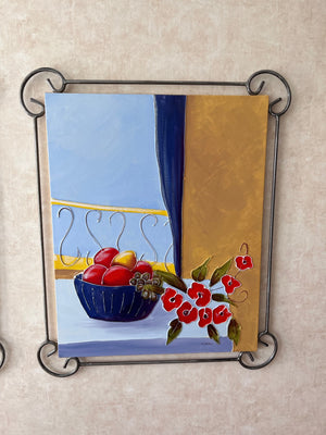 Pair of Fruit & Floral Paintings by C. Viens