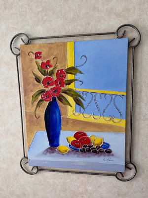 Pair of Fruit & Floral Paintings by C. Viens