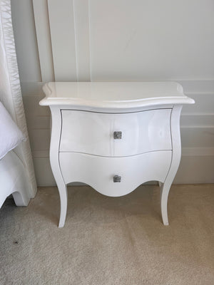 Pair of White Glossy Lacquered Nightstands