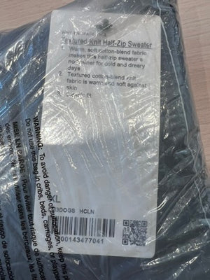 BRAND NEW in packaging Men's Lululemon Textured Knit Half-Zip Sweater, Heathered Classic Navy (*retail $168)
