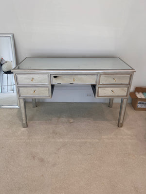 Mirrored Desk with 5 Drawers
