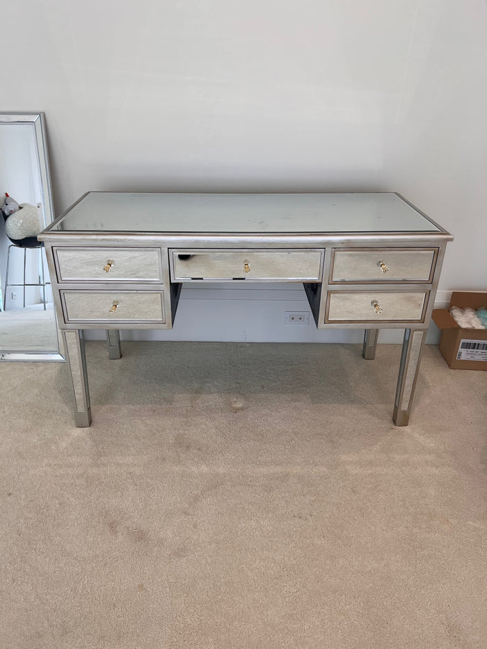 Mirrored Desk with 5 Drawers