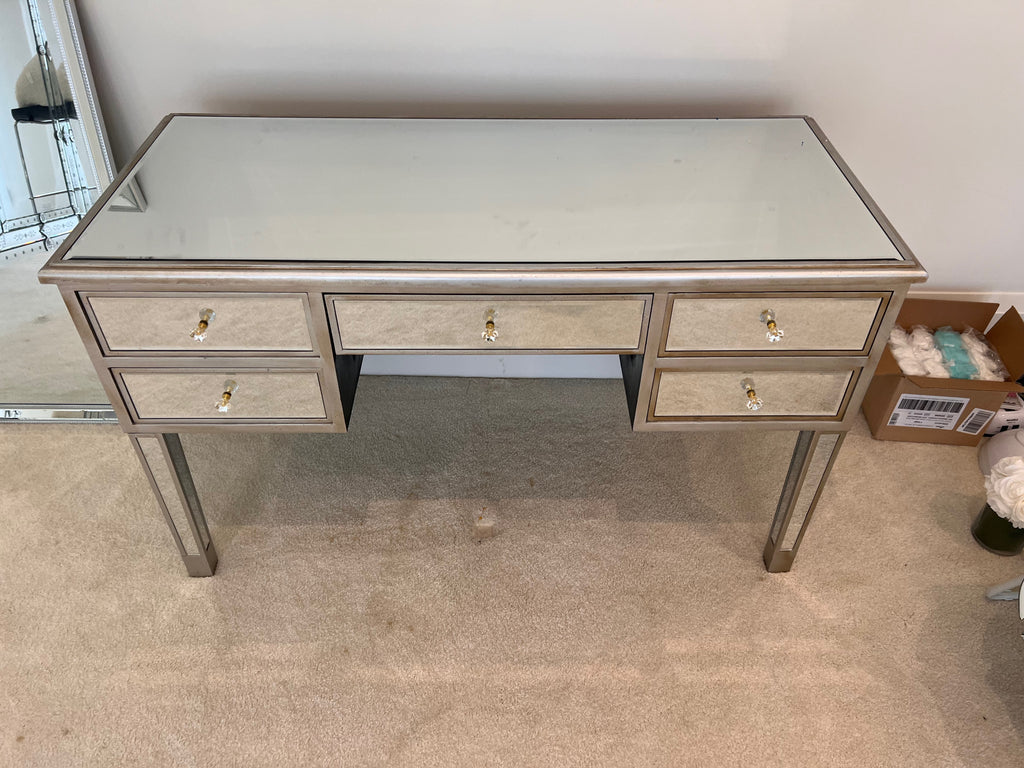 Mirrored Desk with 5 Drawers