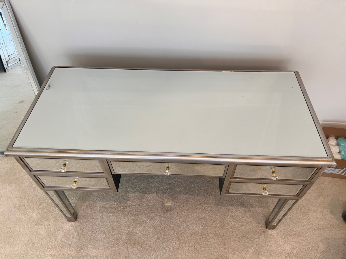 Mirrored Desk with 5 Drawers