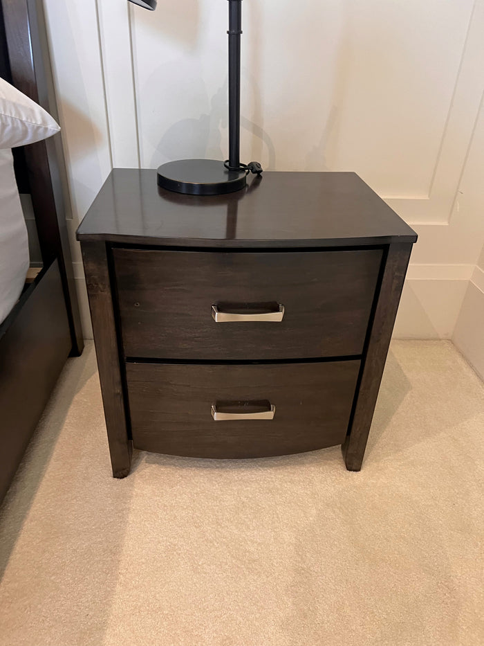 Pair of Dark Brown Wood Nightstands