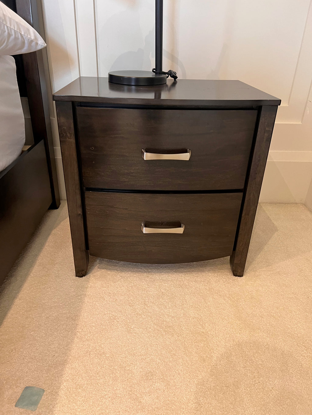 Pair of Dark Brown Wood Nightstands
