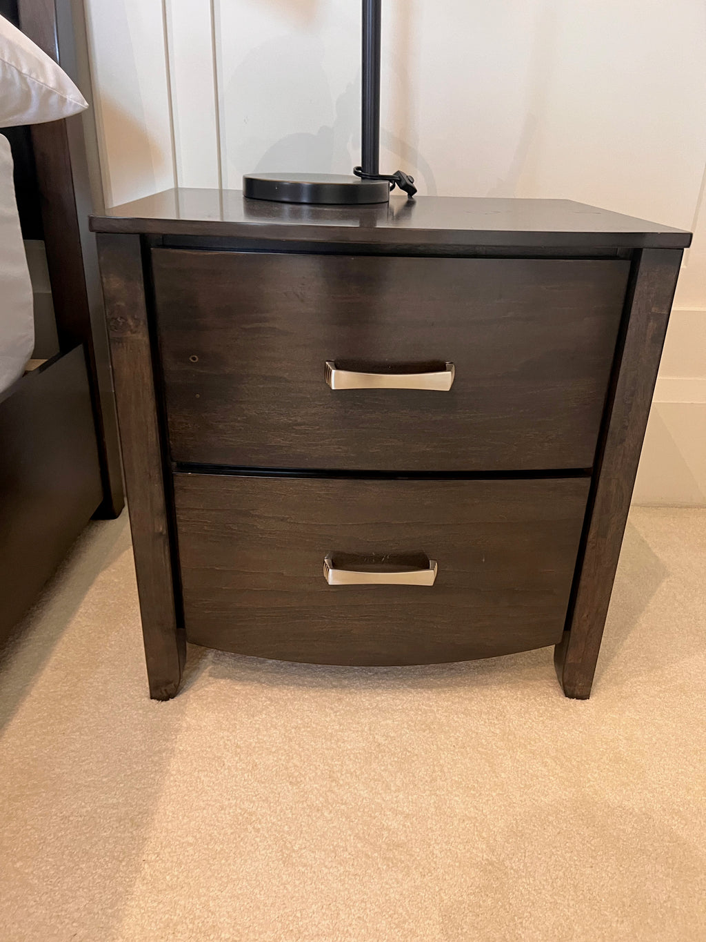 Pair of Dark Brown Wood Nightstands