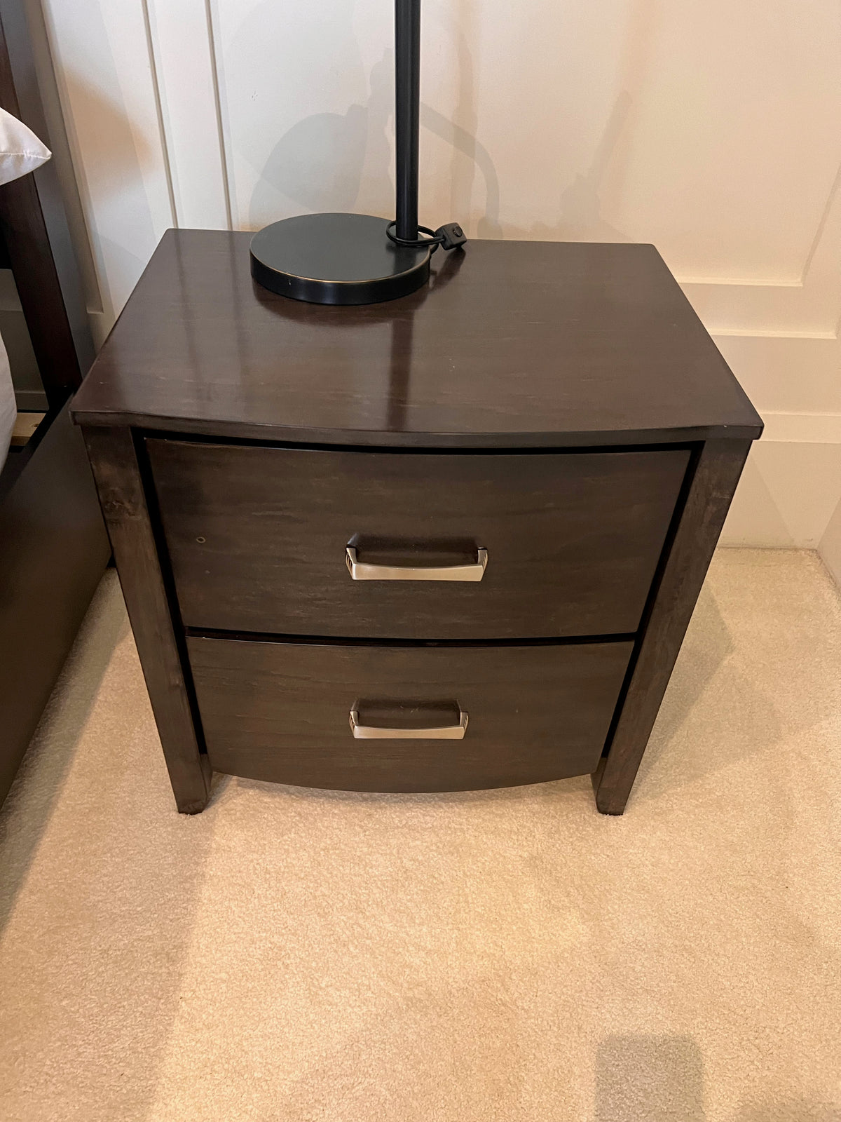 Pair of Dark Brown Wood Nightstands