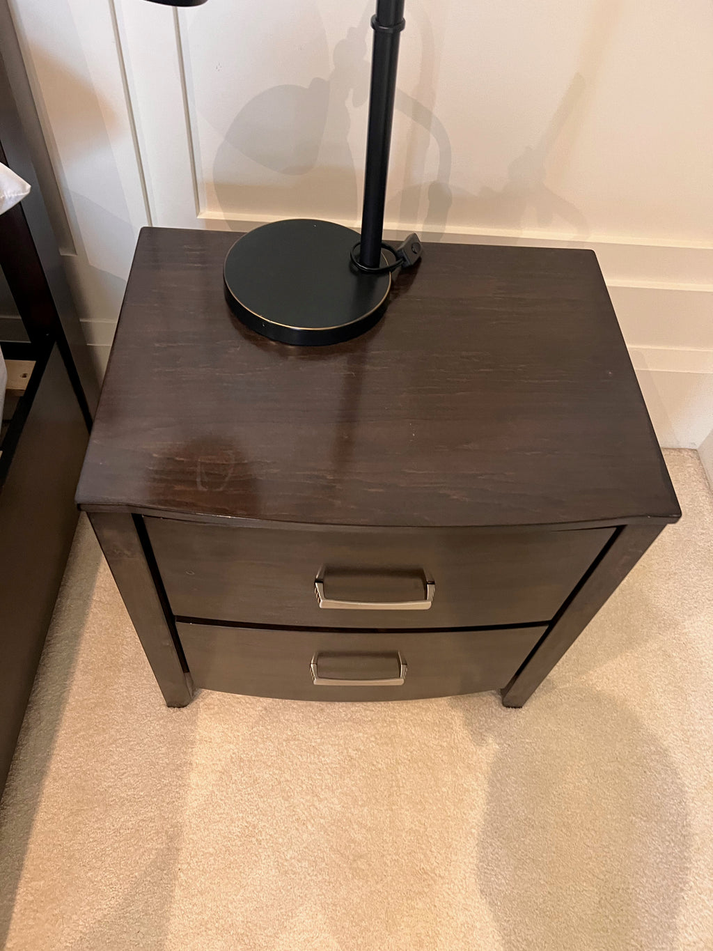 Pair of Dark Brown Wood Nightstands