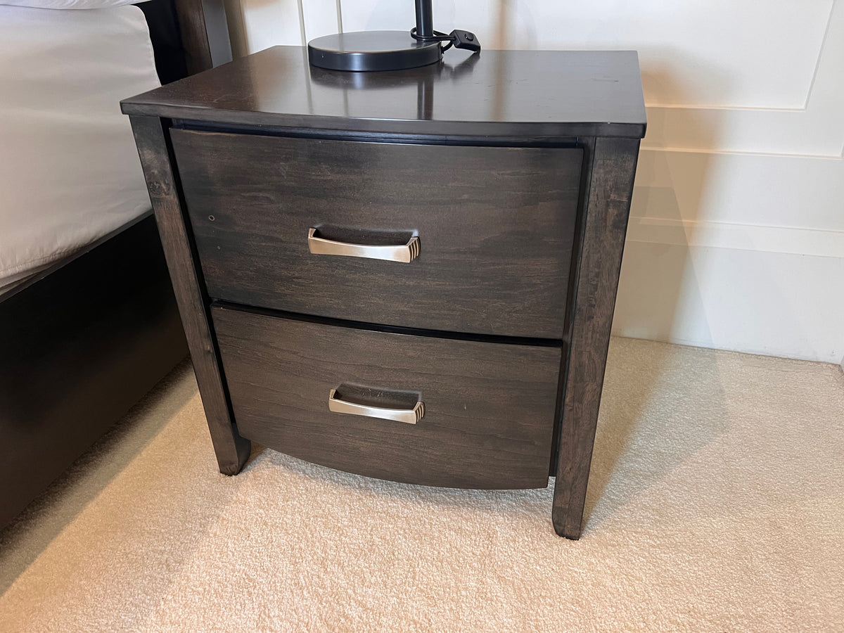 Pair of Dark Brown Wood Nightstands