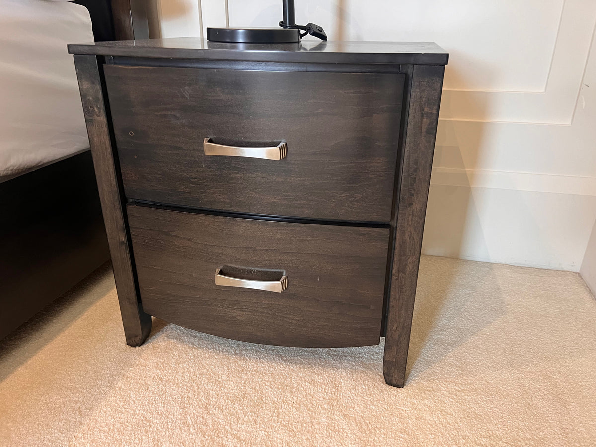 Pair of Dark Brown Wood Nightstands