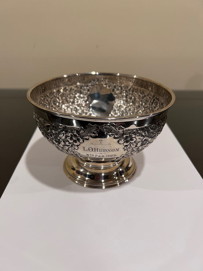 Sterling Silver Monogramed Footed Bowl 3.75"h- 199g