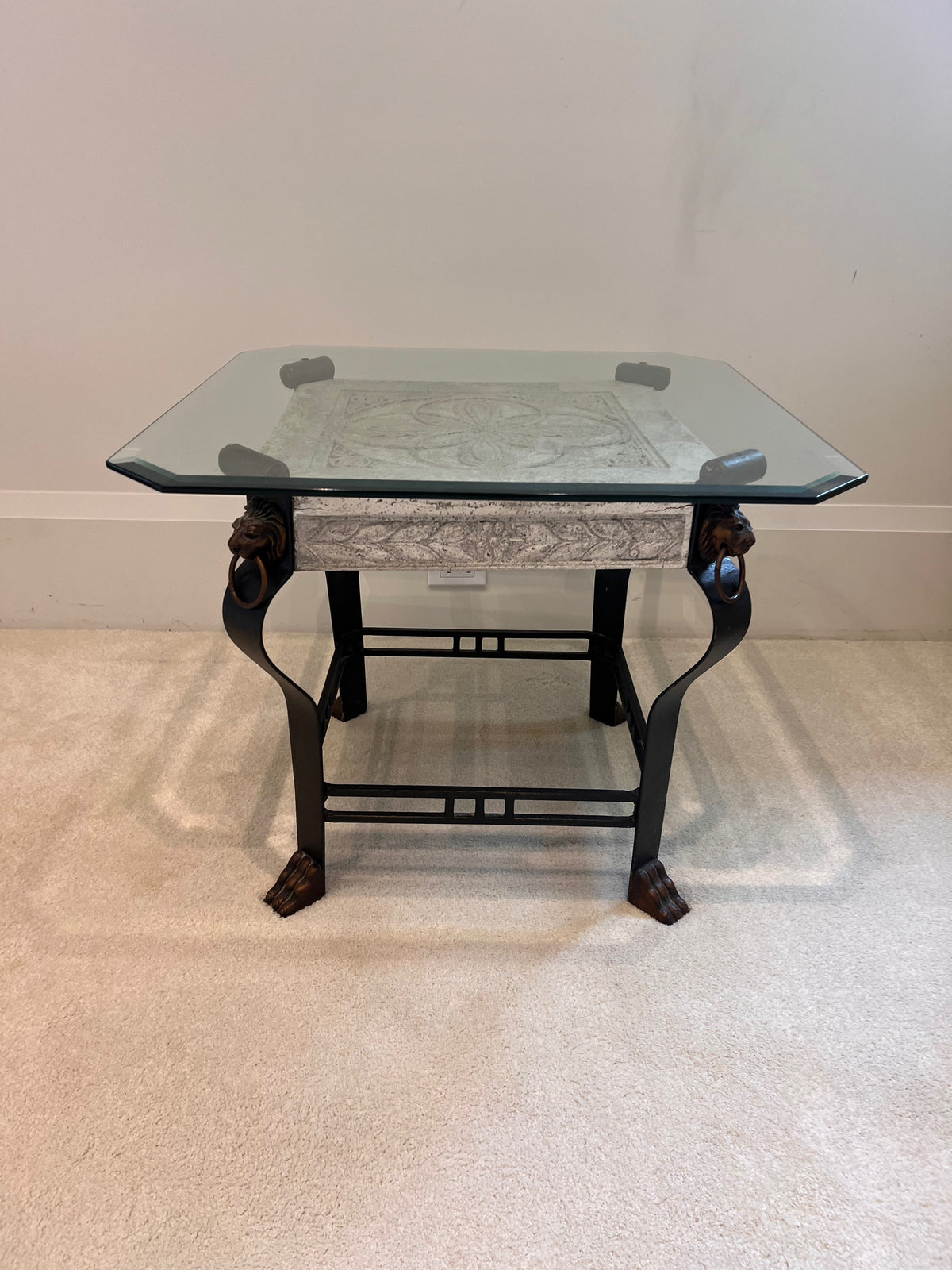 Glass Top Iron Base Side Table
