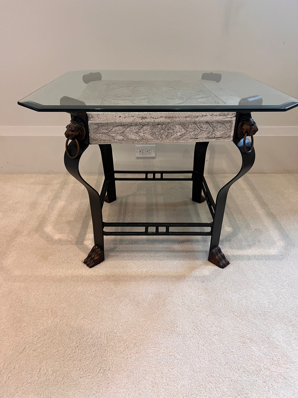 Glass Top Iron Base Side Table
