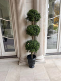 Boxwood Triple Ball Faux Tree with Black Resin Planter (*2 available- sold individually- select quantity)