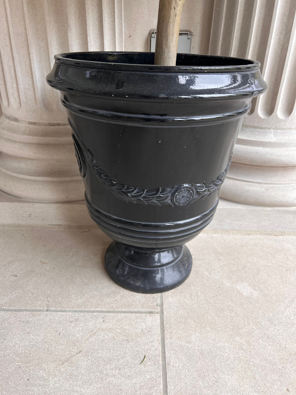 Boxwood Triple Ball Faux Tree with Black Resin Planter (*2 available- sold individually- select quantity)