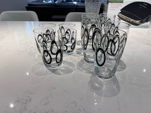 Black Circles Vintage Style Glassware Lot