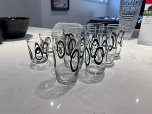 Black Circles Vintage Style Glassware Lot