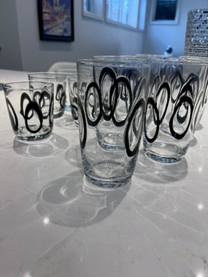 Black Circles Vintage Style Glassware Lot