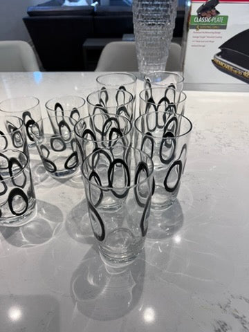 Black Circles Vintage Style Glassware Lot