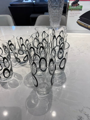 Black Circles Vintage Style Glassware Lot