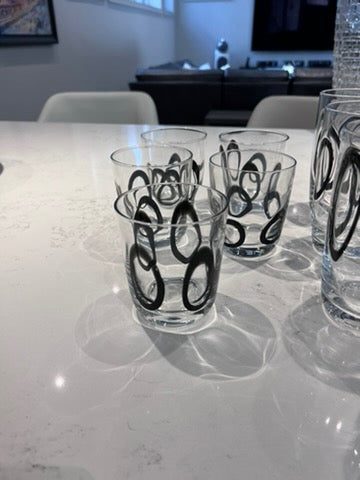 Black Circles Vintage Style Glassware Lot