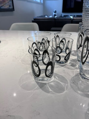 Black Circles Vintage Style Glassware Lot