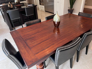 Extendable Dining Table + 6 Black Leather Sunpan Chairs
