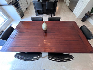Extendable Dining Table + 6 Black Leather Sunpan Chairs