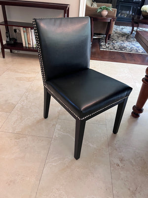 Extendable Dining Table + 6 Black Leather Sunpan Chairs