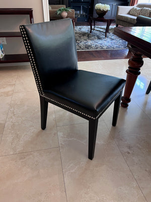 Extendable Dining Table + 6 Black Leather Sunpan Chairs