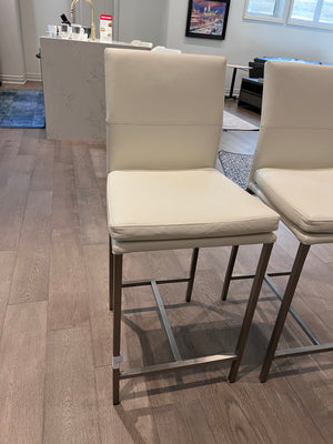 2 White Faux Leather Barstools