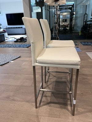 2 White Faux Leather Barstools