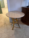 Vintage Travertine Side Table, Gold Base