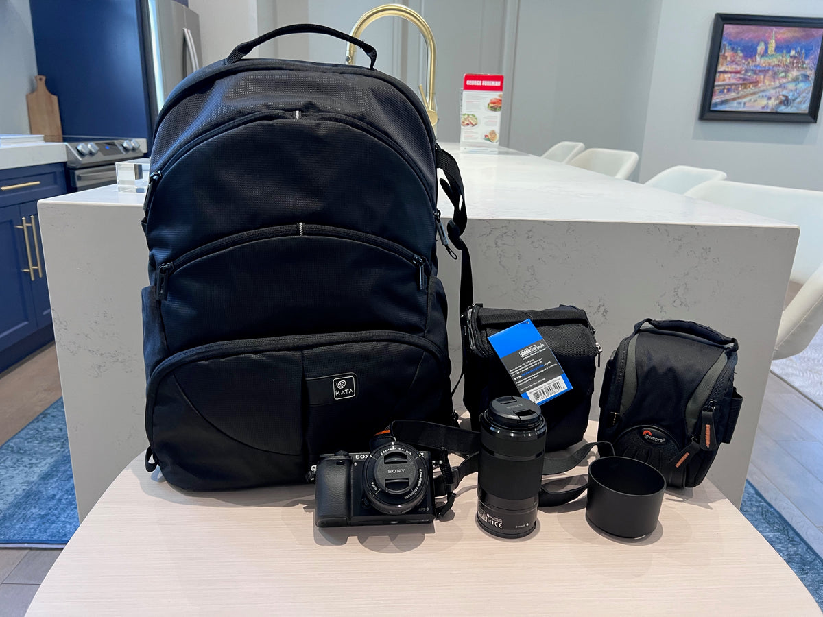 Lot- Sony Alpha a6000 Mirrorless Digital Camera with 16-50mm, Plus 55-210mm Power Zoom Lens, Plus Bag & 2 Carrying Cases