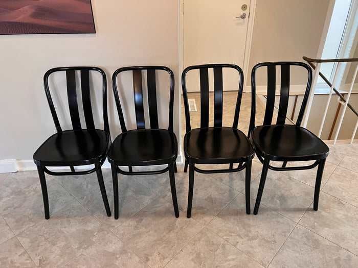 Set of 4 Vintage IKEA Black Resin Bistro Chairs