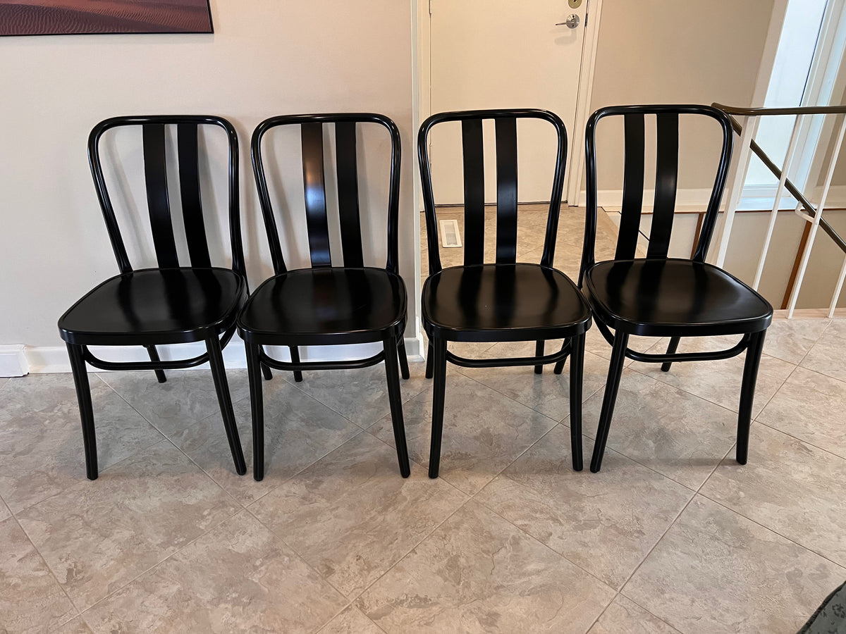 Set of 4 Vintage IKEA Black Resin Bistro Chairs